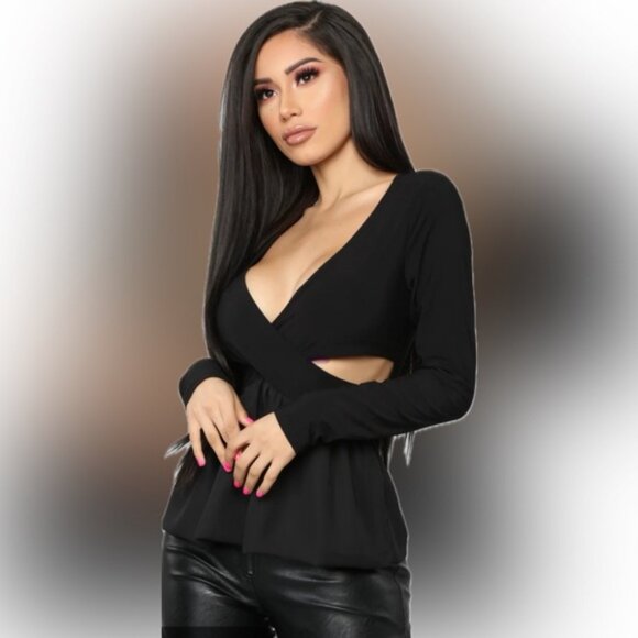 Fashion Nova Deep Down Peplum Top Size XL Brand - Picture 1 of 8